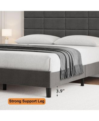 Full Size Bed Frame with Adjustable Headboard, Linen Upholstered Twin Platform Bed Frame