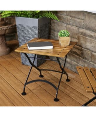 Chestnut Wood Folding Square Patio Accent Side Table - 20" - Brown