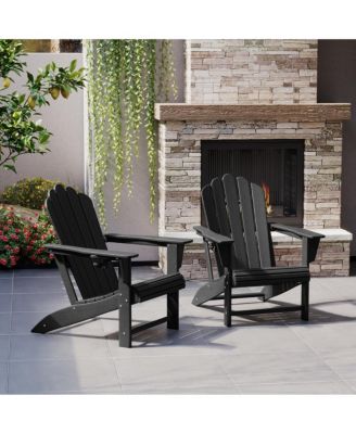 Outdoor Patio HDPE Adirondack Chairs With Cup Holders (Set of 2)