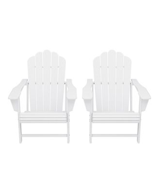 Outdoor Patio HDPE Adirondack Chairs With Cup Holders (Set of 2)