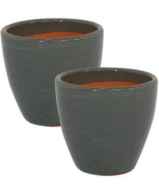 Resort High-Fired Outdoor/Indoor Glazed UV and Frost-Resistant 2-Pack Ceramic Planters with Drainage Holes