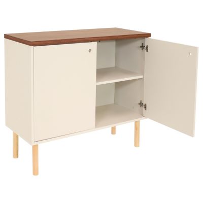Indoor Mid-Century Modern 2-Door Accent Buffet Cabinet with Shelves