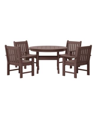 5-Piece HDPE Outdoor Patio Chair and Round Table Dining Set