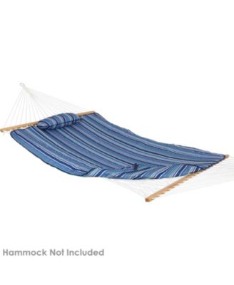 Outdoor Weather-Resistant Polyester Quilted Hammock Cushion Pad and Hammock Pillow with Ties