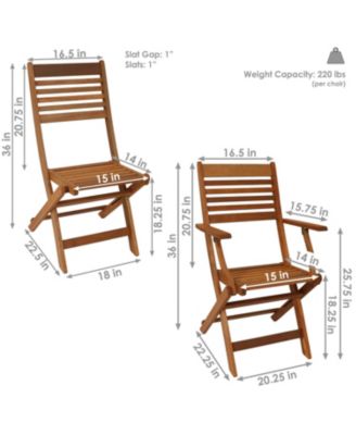 Outdoor Meranti Wood with Teak Oil Finish Folding Patio Dining Table and Chairs - Brown - 5pc