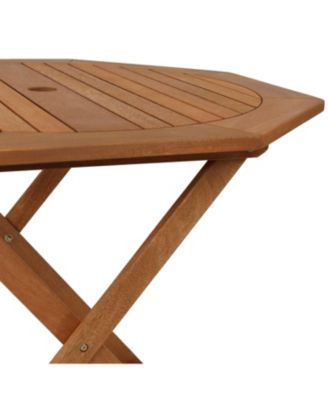 Outdoor Meranti Wood with Teak Oil Finish Folding Patio Dining Table and Chairs - Brown - 5pc