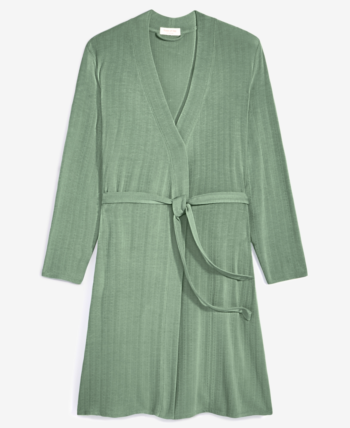 State Of Day Women's Pointelle Long Open-front Wrap, Exclusively At Macy's In Glade