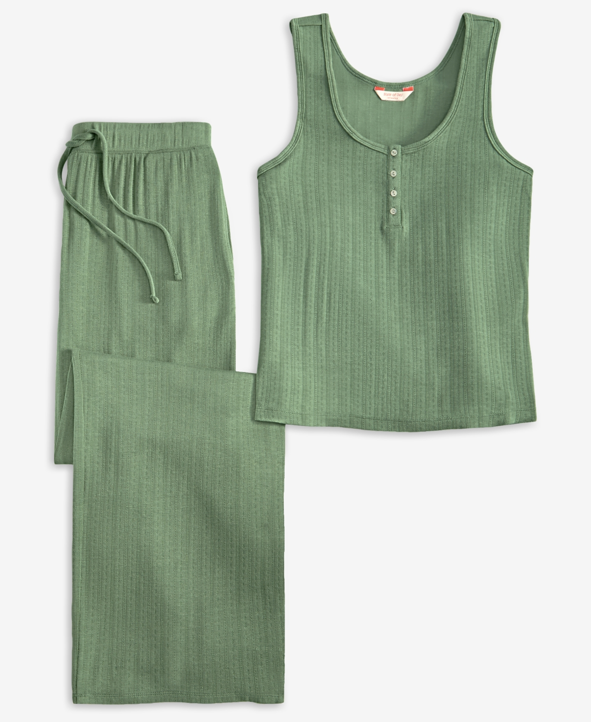 State Of Day Women's Pointelle Tank Pajama Set, Exclusively At Macy's In Glade