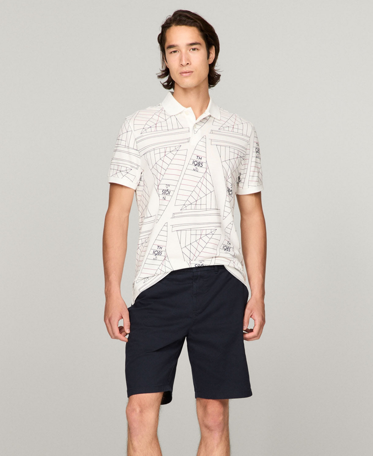 Shop Tommy Hilfiger Men's Regular-fit Sailing Graphic Polo Shirt In Ecru