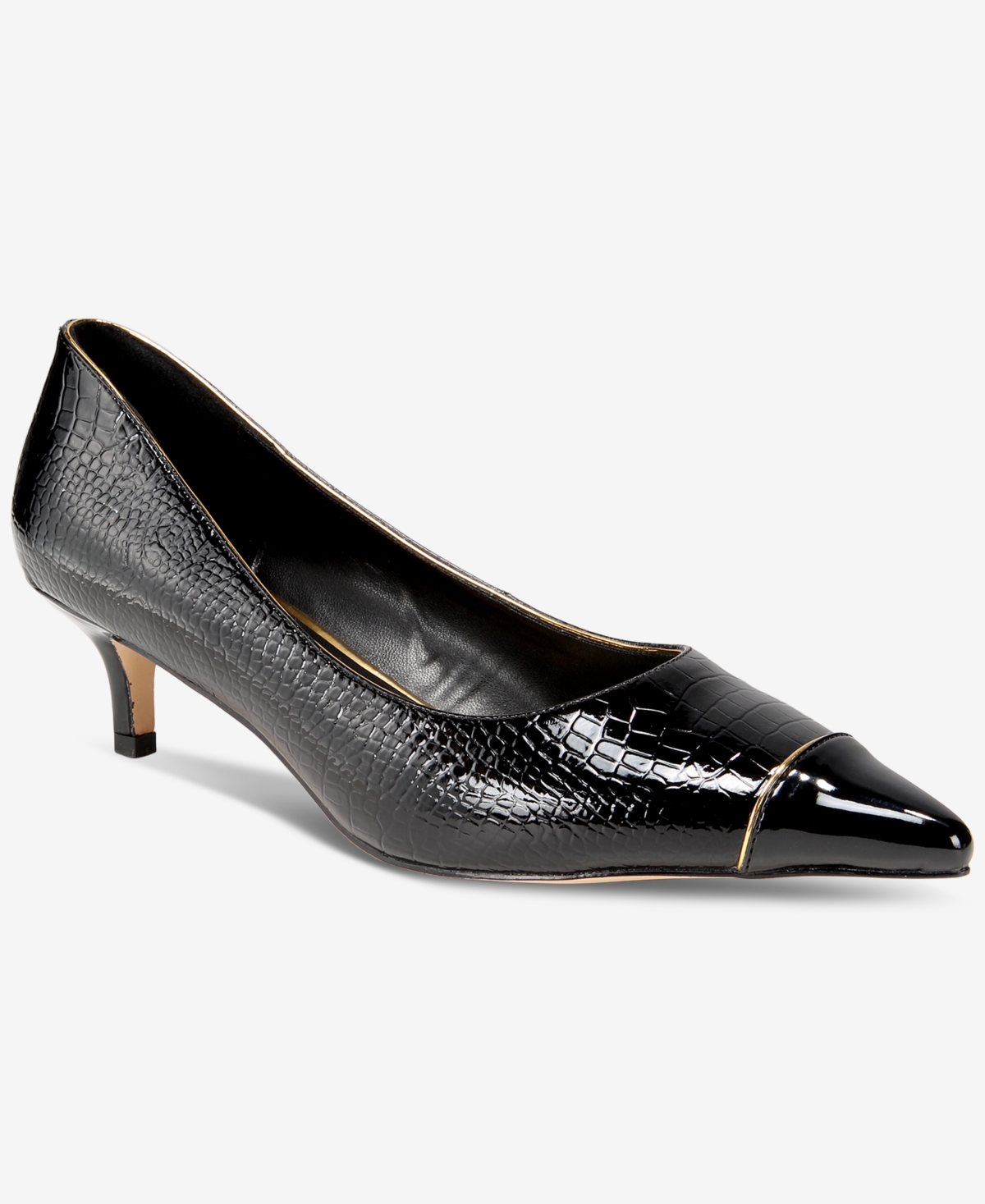 Things Ii Come Women's Jacey Luxurious Pointed-toe Kitten Heel Pumps In Black Croco
