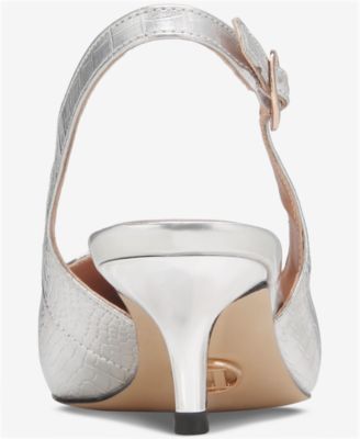 Women's Julee Luxurious Pointy-Toe Slingback Kitten Heel Pump