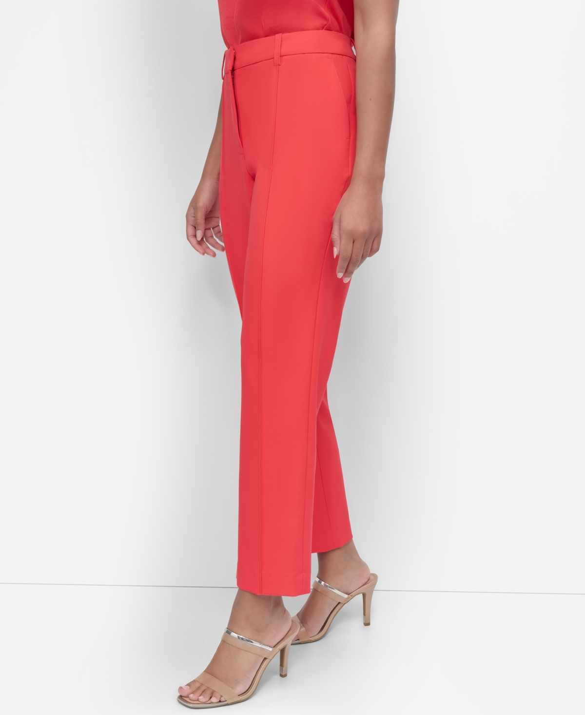 Dkny Women's Piped Straight-leg Mid-rise Pants In Watermelon Sugar