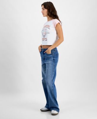 Juniors' High Rise Baggy Wide-Leg Curvy Jeans