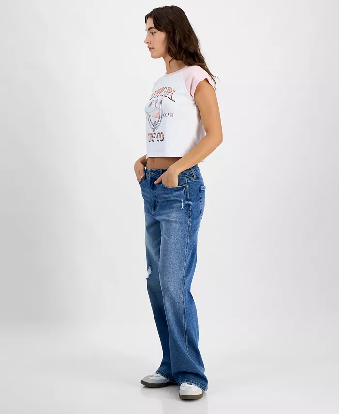 Juniors' High Rise Baggy Wide-Leg Curvy Jeans - thumbnail 6