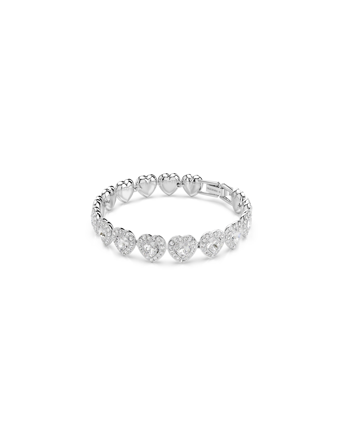 Swarovski X Ariana Grande Rhodium Plated Heart Mixed Cuts Tennis Bracelet In Silver