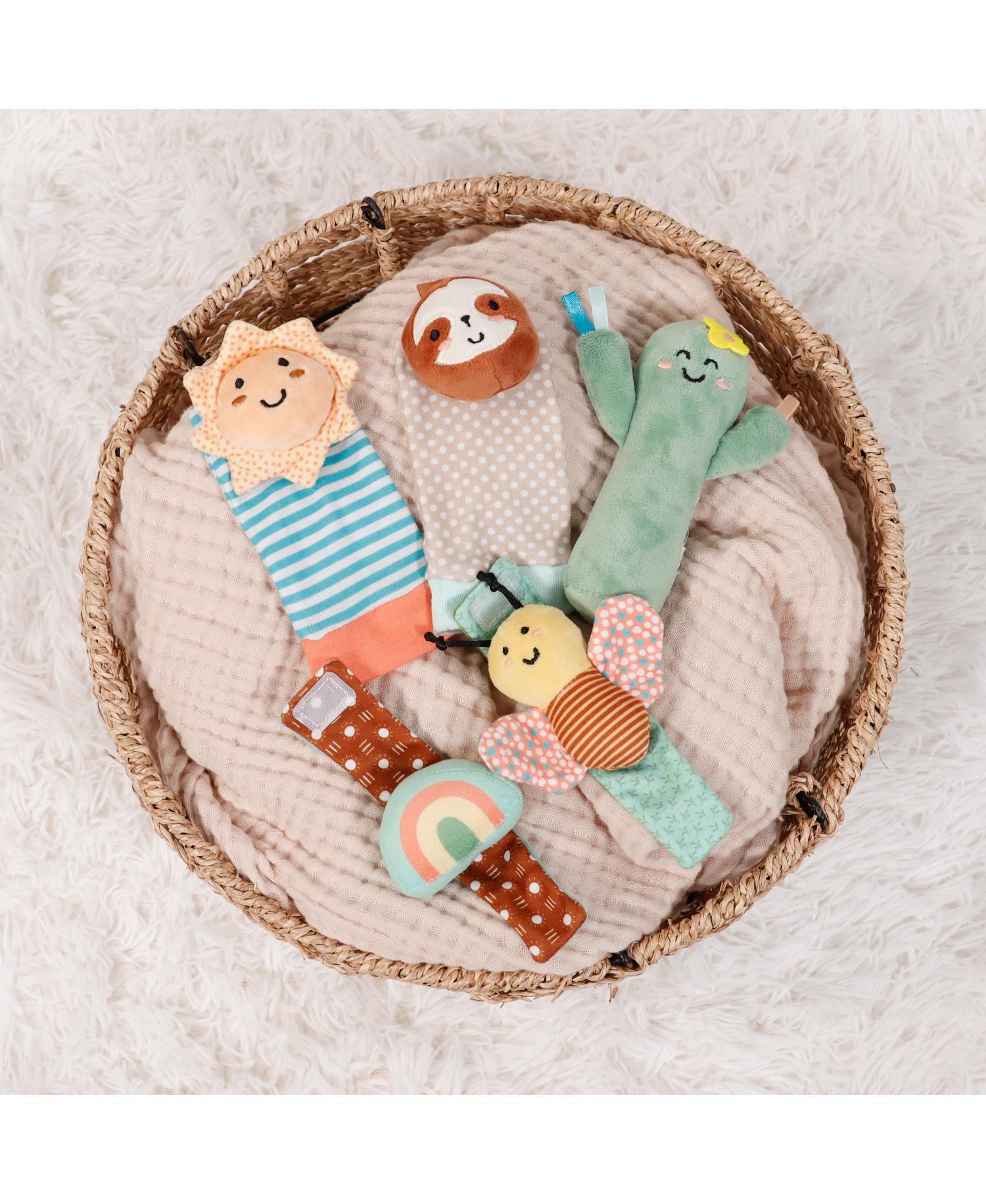 Boho Baby Rattle Socks and Wrist Rattle Set, 5 Piece