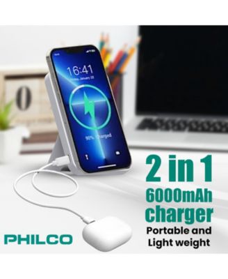 MAGSAFE Power Bank 6000mAh, Portable Wireless Charger with MagSafe , USB-C, Leather Holder for iPhone 12/13/14/15