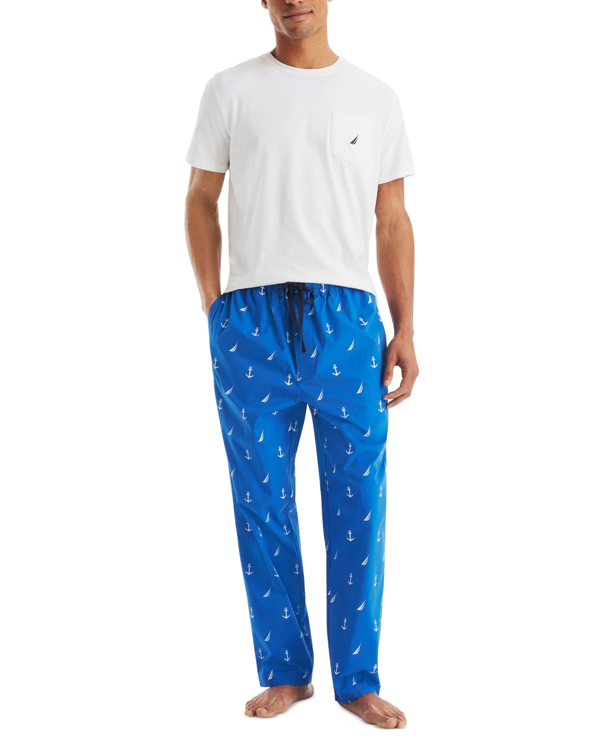 Men's Plaid Poplin Sleep Pants - Olympic Blue