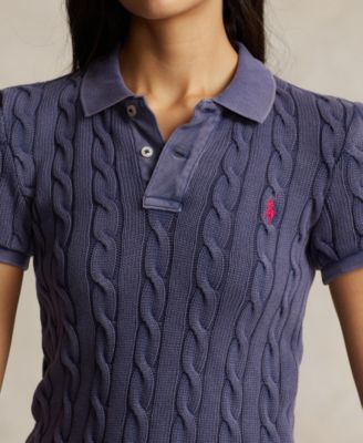 Women's Cable-Knit Polo Shirt