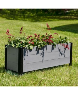 Acacia Wood Raised Garden Bed with Removable Planter Bag - 14.75" H