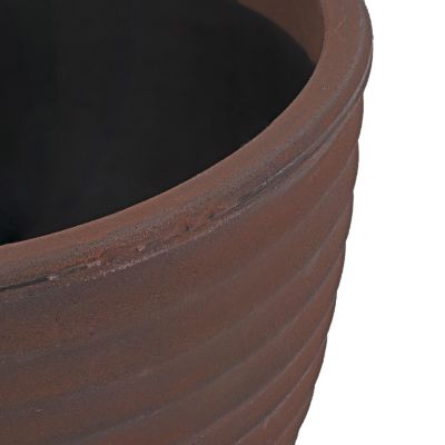Indoor/Outdoor Round Ribbed Polyresin Planter Pot with Double Wall Design - Rust - 16"