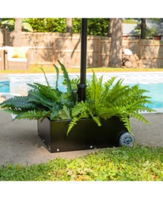 Rolling Outdoor Umbrella Base with Fillable Planter for Umbrellas with 2" Diameter Poles