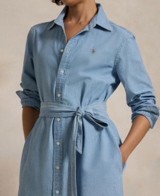 Women's Belted Cotton Oxford Shirtdress