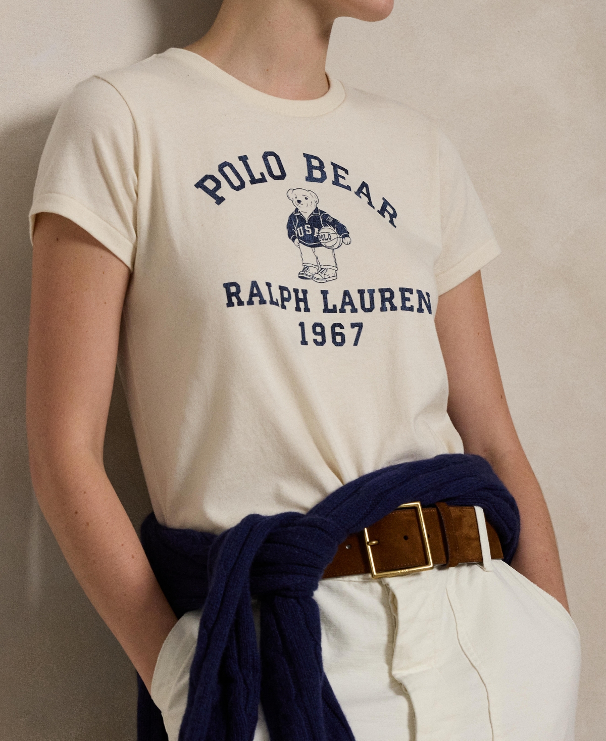 Polo Ralph Lauren Polo Bear Cotton Jersey Tee In Deckwash White