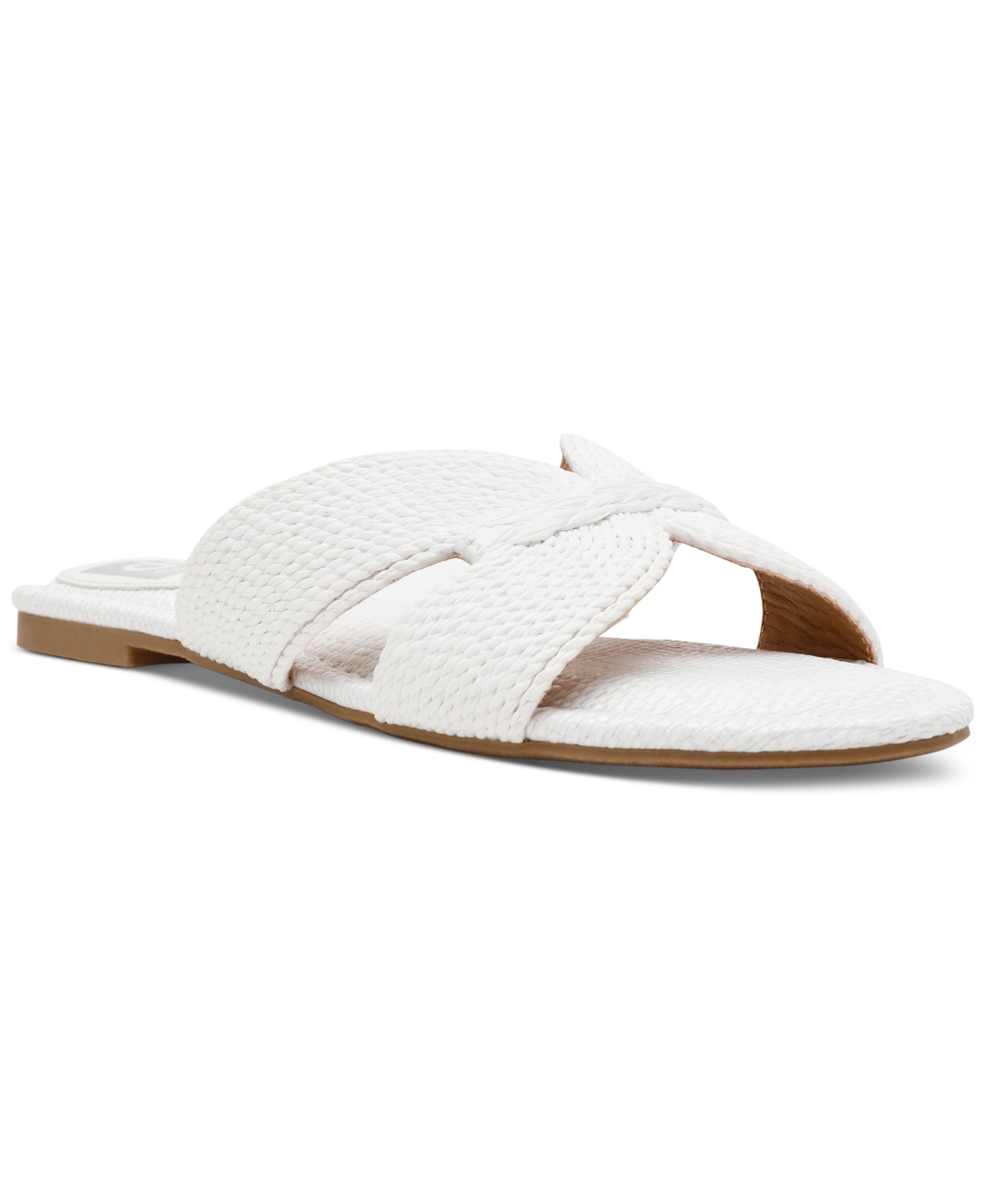 Women's Geeya Raffia Criss Cross Strap Flat Slide Sandals - Sage Raffia