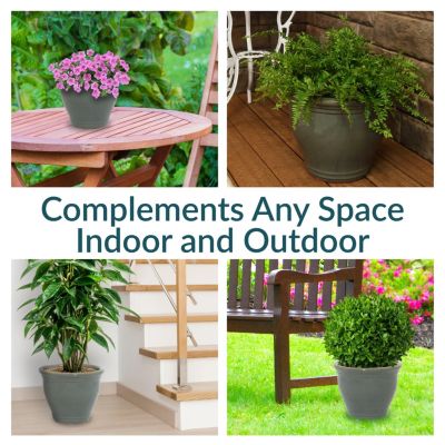 UV- and Frost-Resistant Ceramic Flower Pot Planter with Drainage Holes