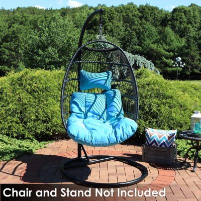 Indoor/Outdoor Polyester Replacement Julia Hanging Egg Chair Cushion with Headrest - Blue - 2pc