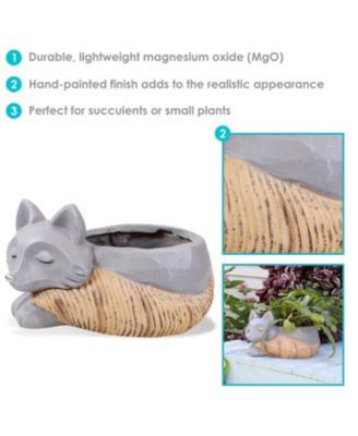 Finley the Fox Planter Statue - Indoor/Indoor Decorative Figurine - 12"