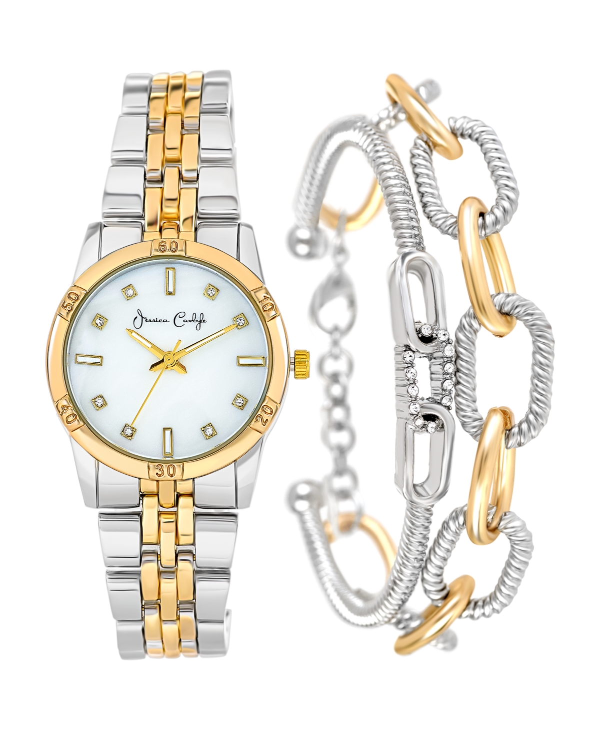 Women's Two Tone Metal Alloy Analog Watch, 33mm - Gold, Silver Tone