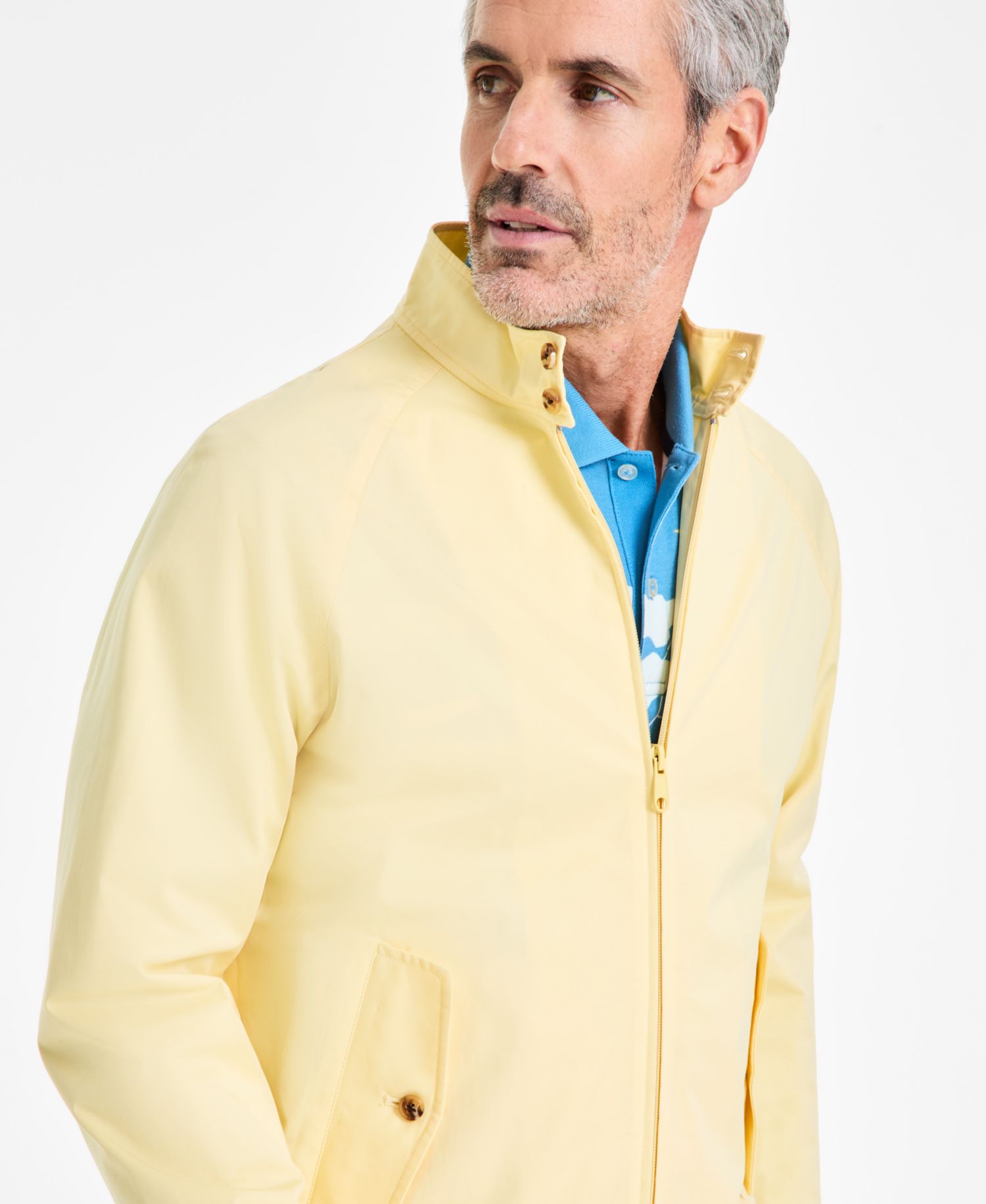 Men's Cotton-Blend Harrington Mock-Neck Jacket