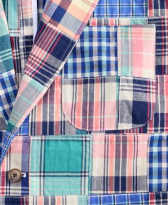 Men's Patchwork Madras Regular-Fit Blazer