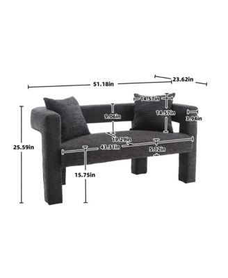 Modern Chenille Loveseat Bench, Upholstered 2-Seater Sofa with Pillows, Small Accent Couch for Bedroom or Living Room-The Pop Home