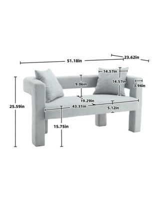 Modern Chenille Loveseat Bench, Upholstered 2-Seater Sofa with Pillows, Small Accent Couch for Bedroom or Living Room-The Pop Home