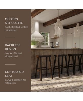 Vincent Wooden Rustic Aesthetic Kitchen Bar Stool, set of 2