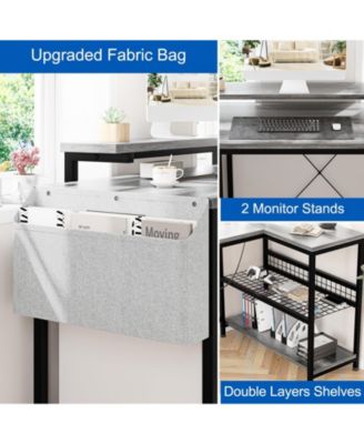 L Shaped Computer Desk with Power Outlets & LED Light, 49.6" Reversible Corner Computer Desk