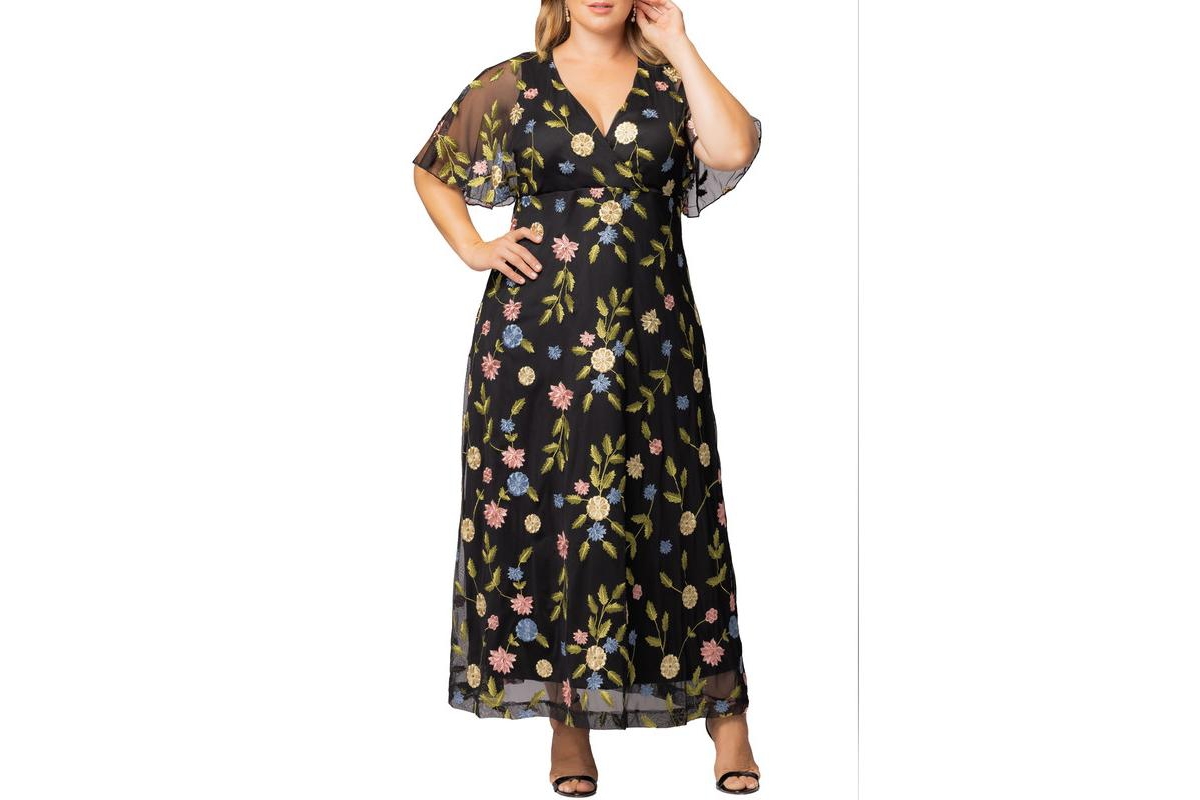 Kiyonna Women's Plus Embroidered Elegance Evening Gown