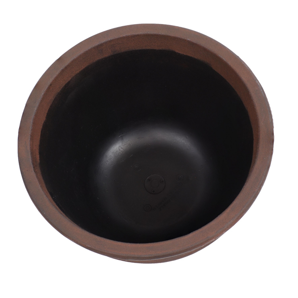 Indoor/Outdoor Round Ribbed Polyresin Planter Pot with Double Wall Design - Rust