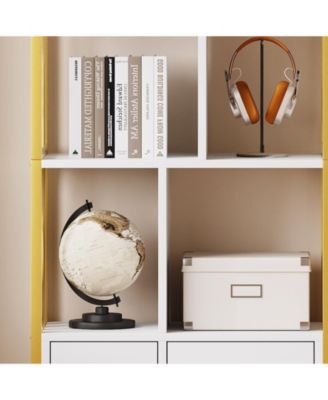 Modern Bookshelf with Drawers White Storage