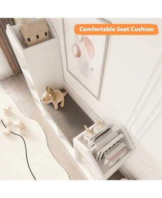 Children Bookcase with Reading Nook 6-Cubby Toy Storage Organizer