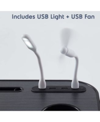 Foldable & Lightweight Lap Desk with USB Ports - Ideal for Working, Reading, or Eating - Small