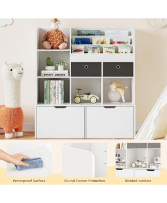 47.8" Wood Kids Bookshelf with Drawers Toy Storage Organizer Multi-Tier Cabinet for Playroom & Nursery