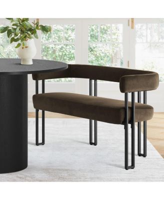 Velvet Upholstered 2-Seater Bench, Modern Loveseat Sofa for Living Room, Bedroom, or Entryway