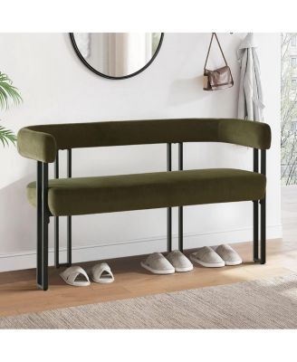 Velvet Upholstered 2-Seater Bench, Modern Loveseat Sofa for Living Room, Bedroom, or Entryway