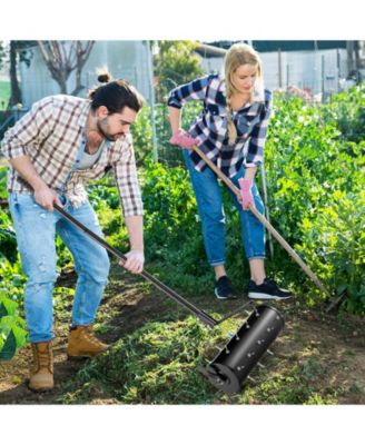 18 Inch Manual Lawn Aerator with Detachable Handle