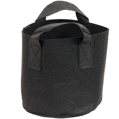 Garden Grow Bag with Handles Nonwoven Polypropylene Fabric, Black, 5pc