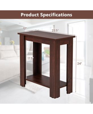 2-Tier End Table Modern Sofa Bedside Table Compact Nightstand w/ Storage Shelf